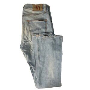 Nudie Jeans Lean Dean‎ Mens 30x30 Blue Denim Jeans Skinny Patched
